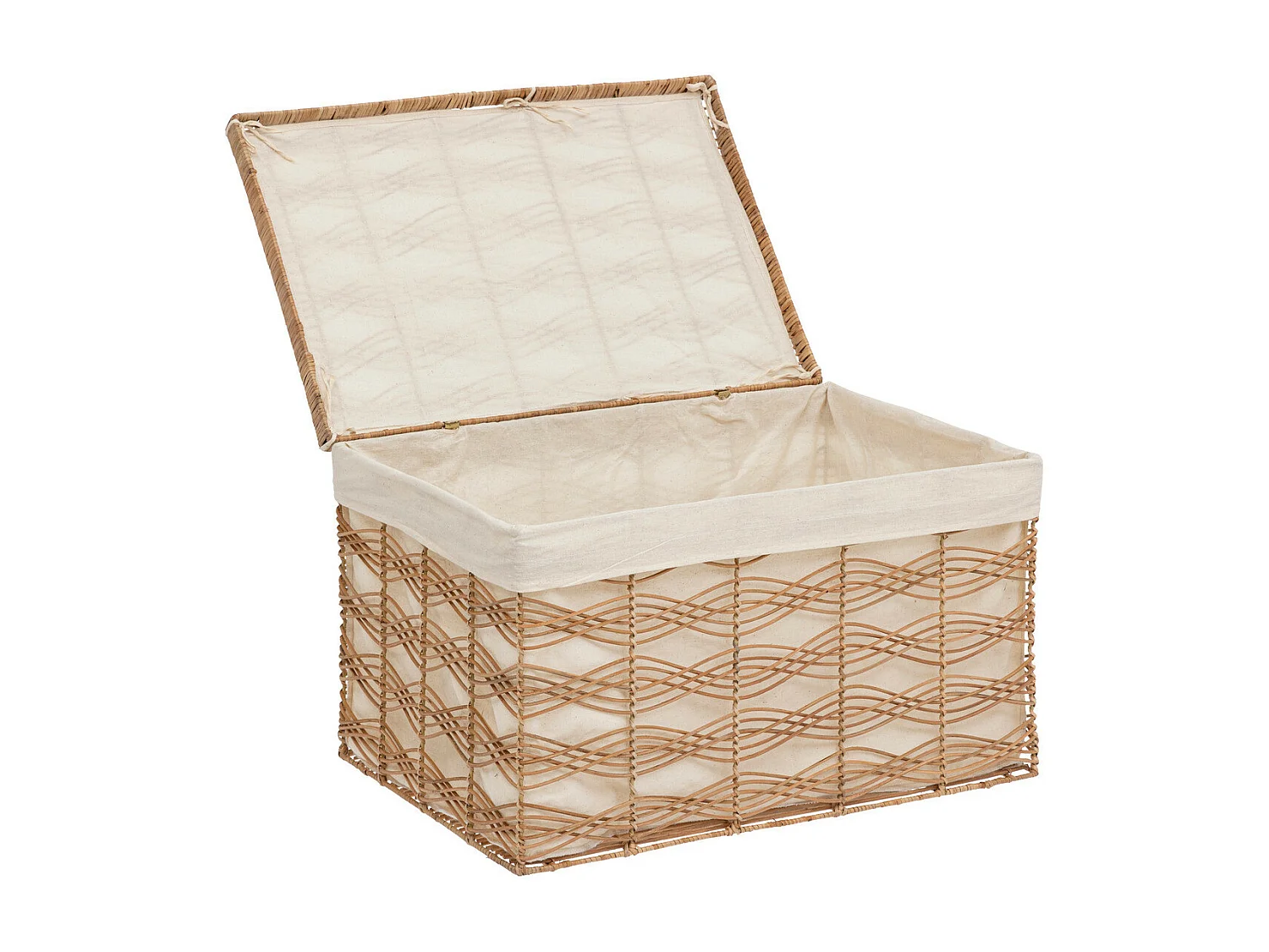 Set de 3 Malles de rangement en Fer et Rotin L 59 L 55 et L 50 cm