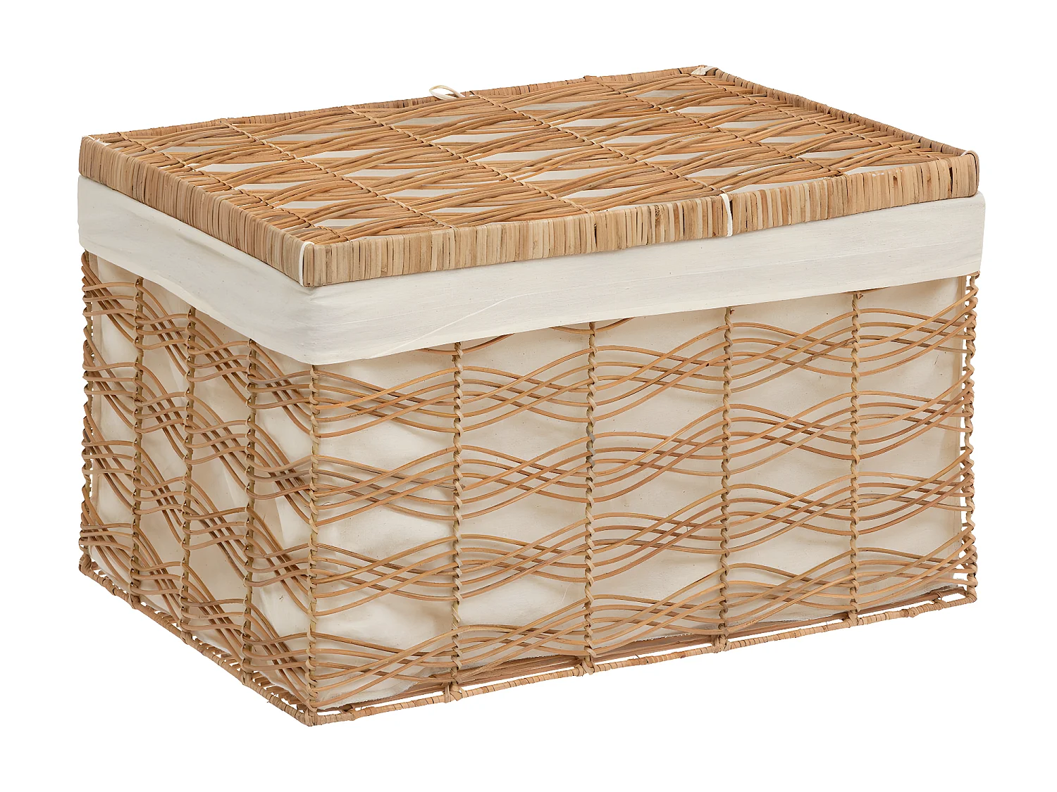 Set de 3 Malles de rangement en Fer et Rotin L 59 L 55 et L 50 cm