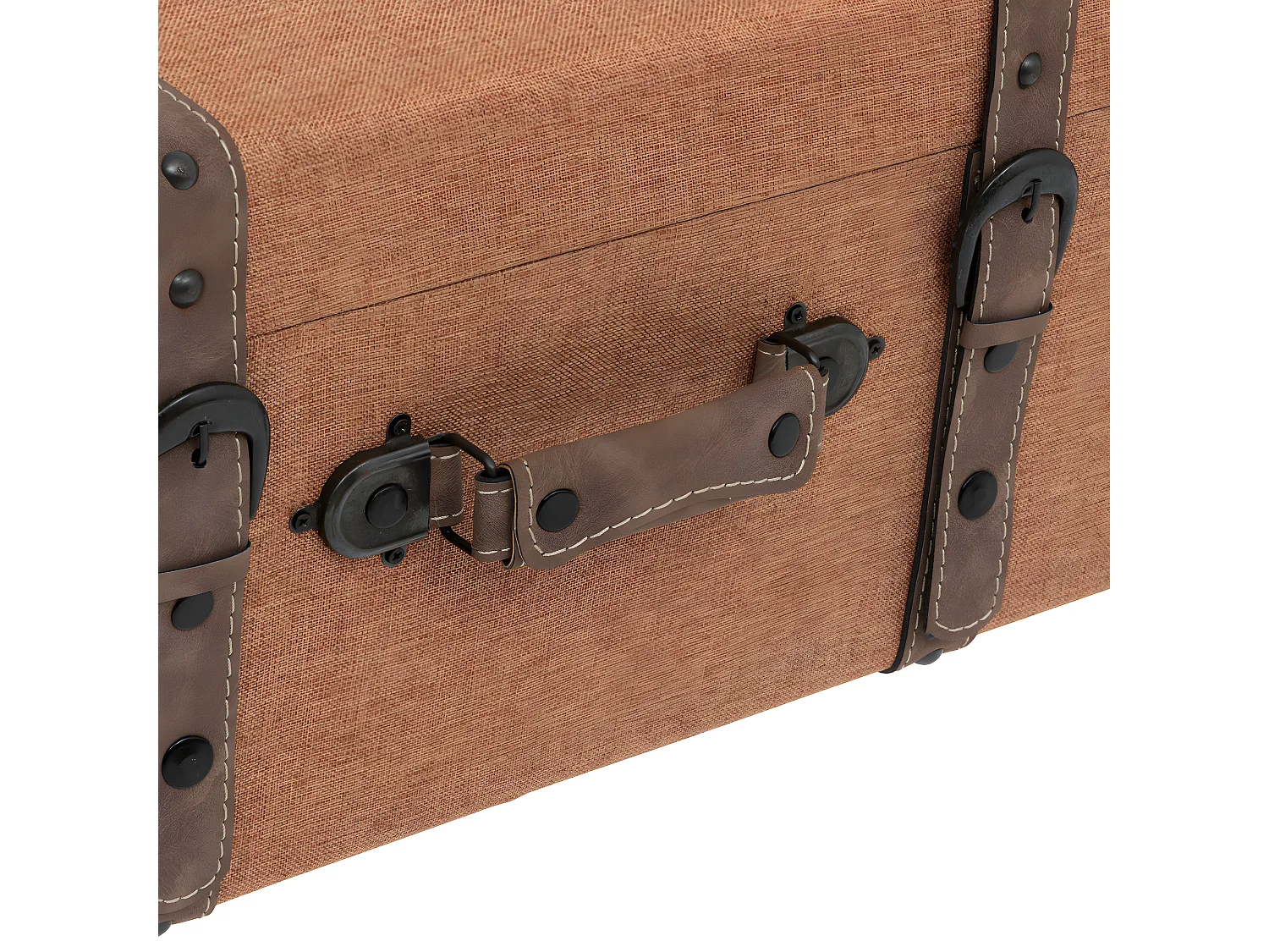 Set de 3 Malles de rangement Marron Caramel style Vintage L 60 L 55 et L 45 cm