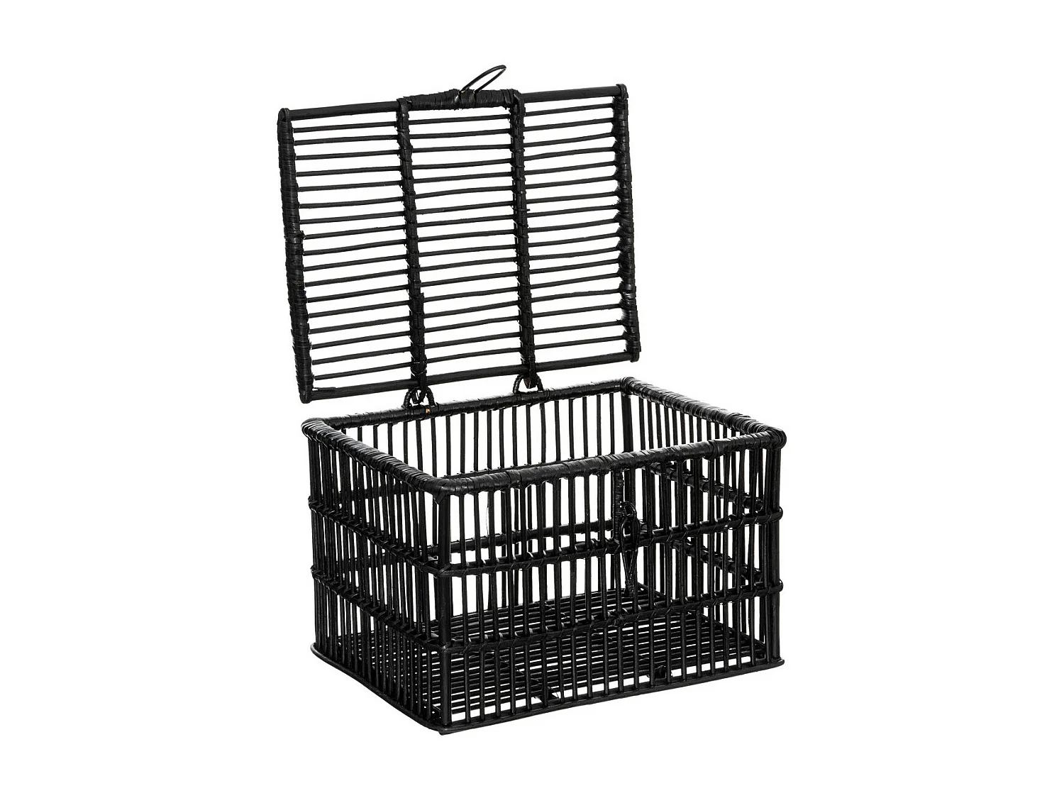 Set de 3 Malles de rangement en Rotin Noir L 45 L 39 et L 33 cm