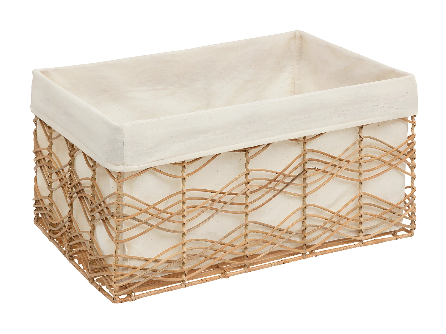 Lot de 4 Caisses de rangement Cagettes en Fer et Rotin L 48 L 43 L 37 et L 33 cm