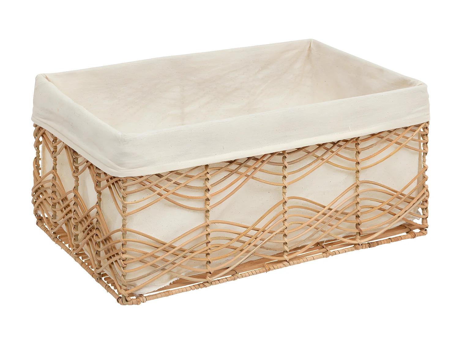 Lot de 4 Caisses de rangement Cagettes en Fer et Rotin L 48 L 43 L 37 et L 33 cm