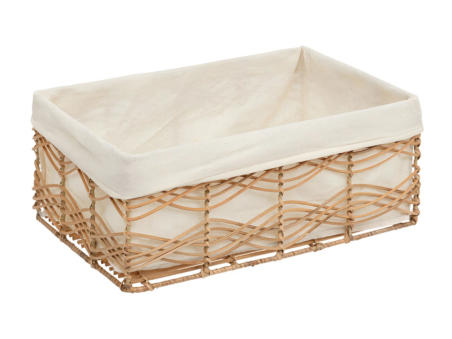 Lot de 4 Caisses de rangement Cagettes en Fer et Rotin L 48 L 43 L 37 et L 33 cm