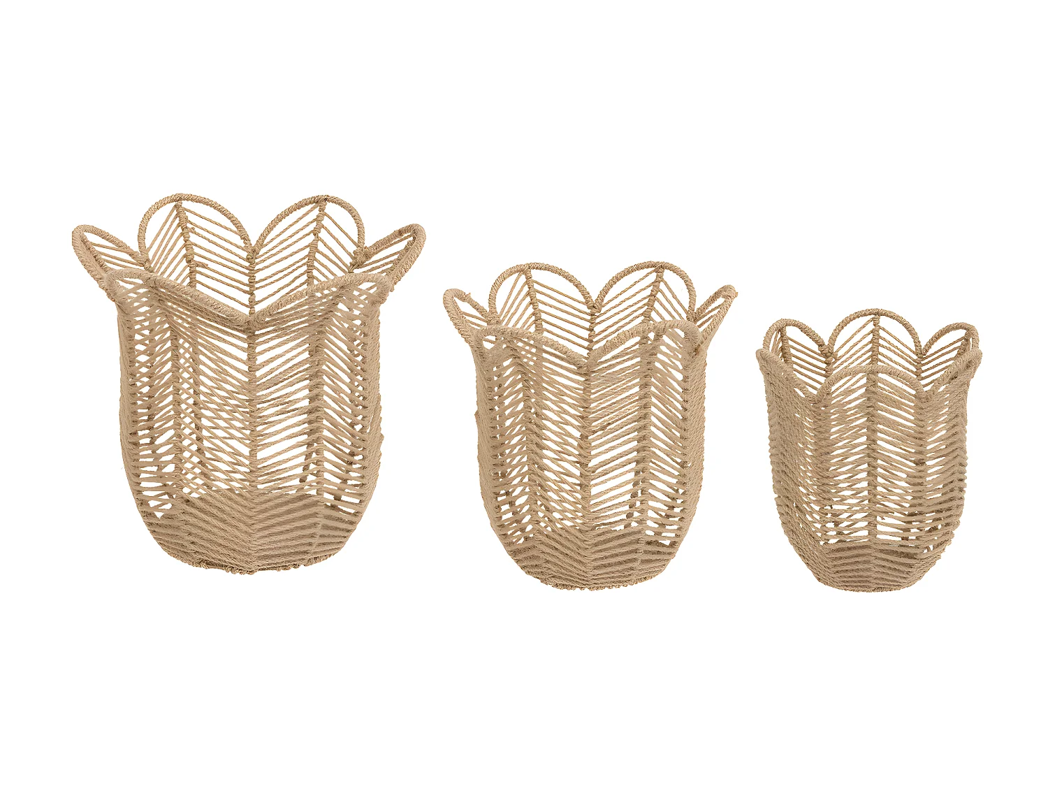 Lot de 3 Paniers de rangement en Jute D 37 D 30 et D 25 cm