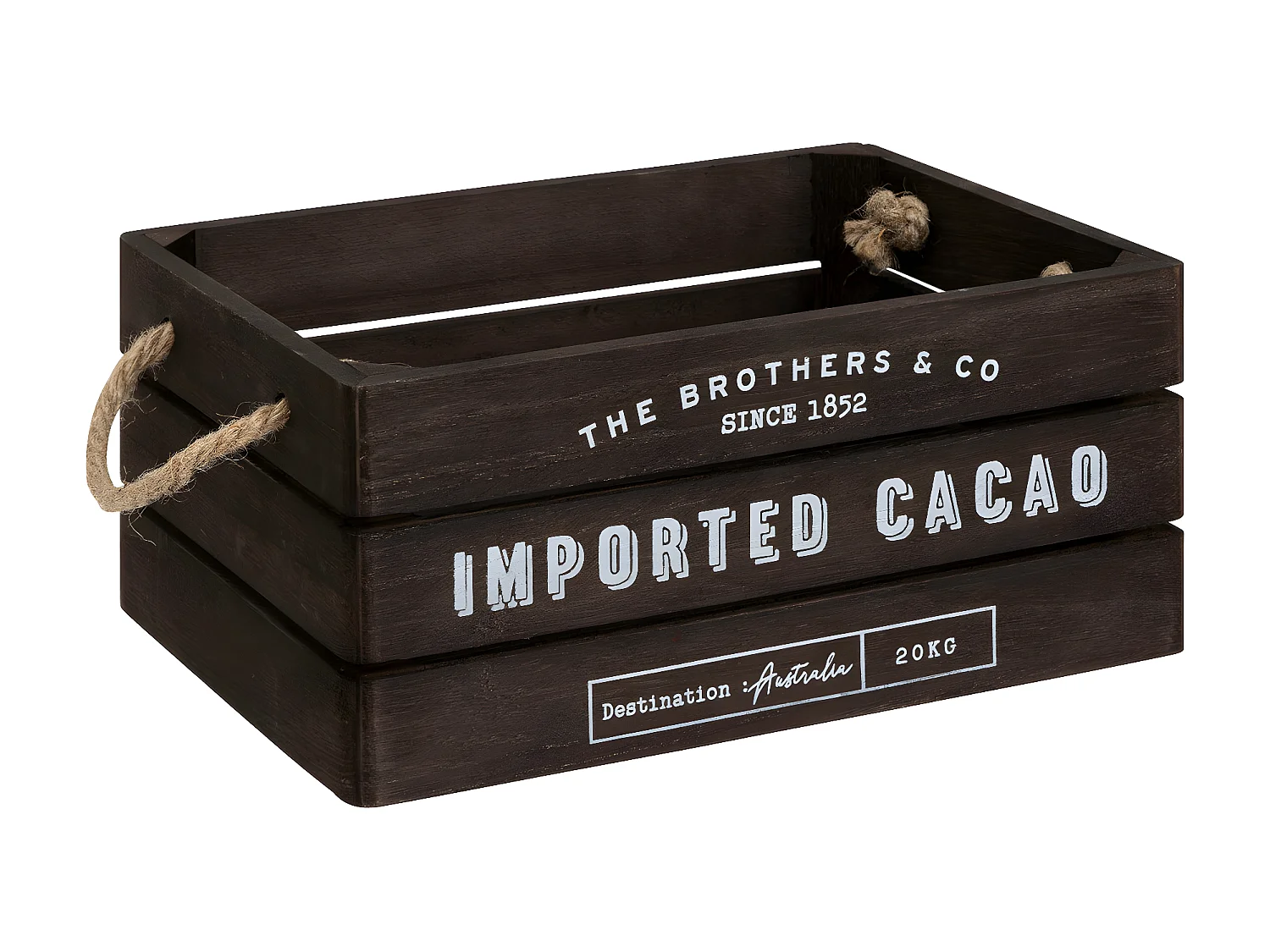 Lot de 3 Caisses de rangement Cagettes en Bois Marron Tonka et Corde