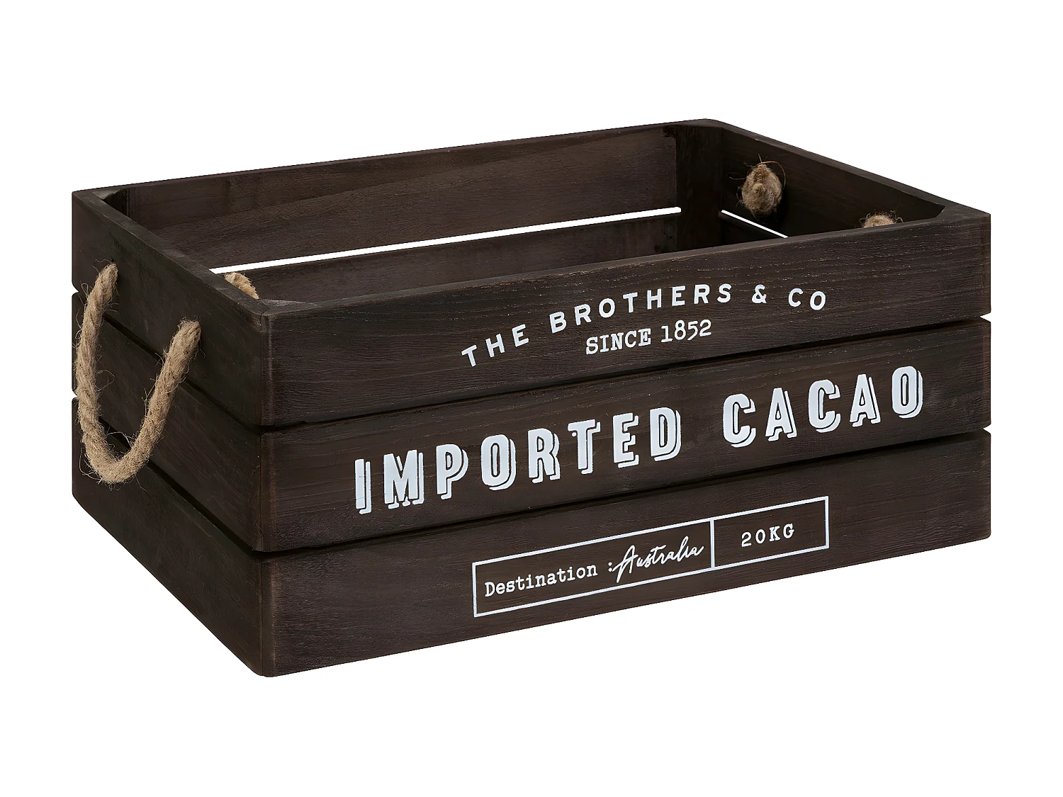 Lot de 3 Caisses de rangement Cagettes en Bois Marron Tonka et Corde