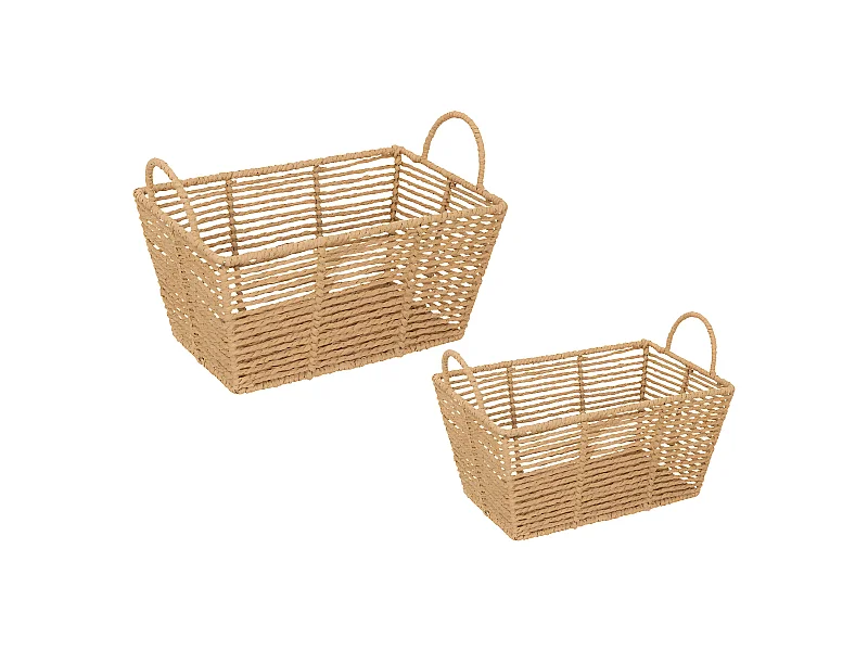Lot de 2 Caisses de rangement Beige L 35 et L 30 cm