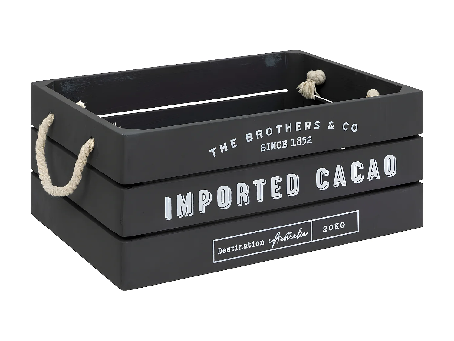 Lot de 3 Caisses de rangement Cagettes en Bois Gris et Corde