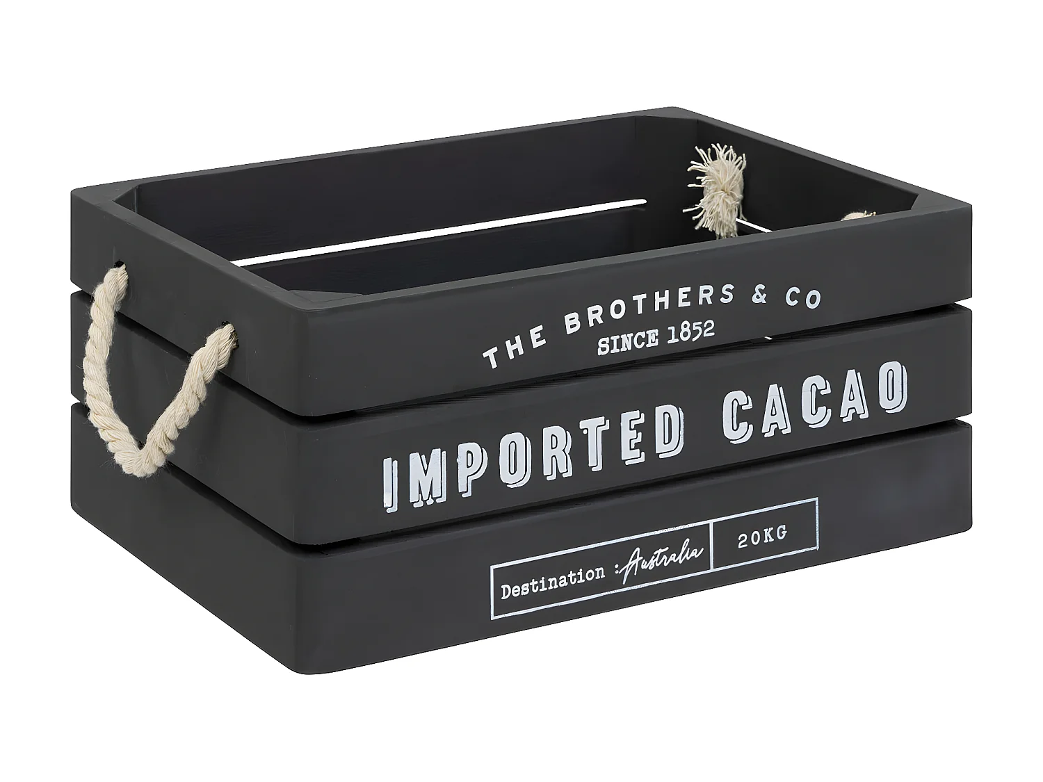 Lot de 3 Caisses de rangement Cagettes en Bois Gris et Corde