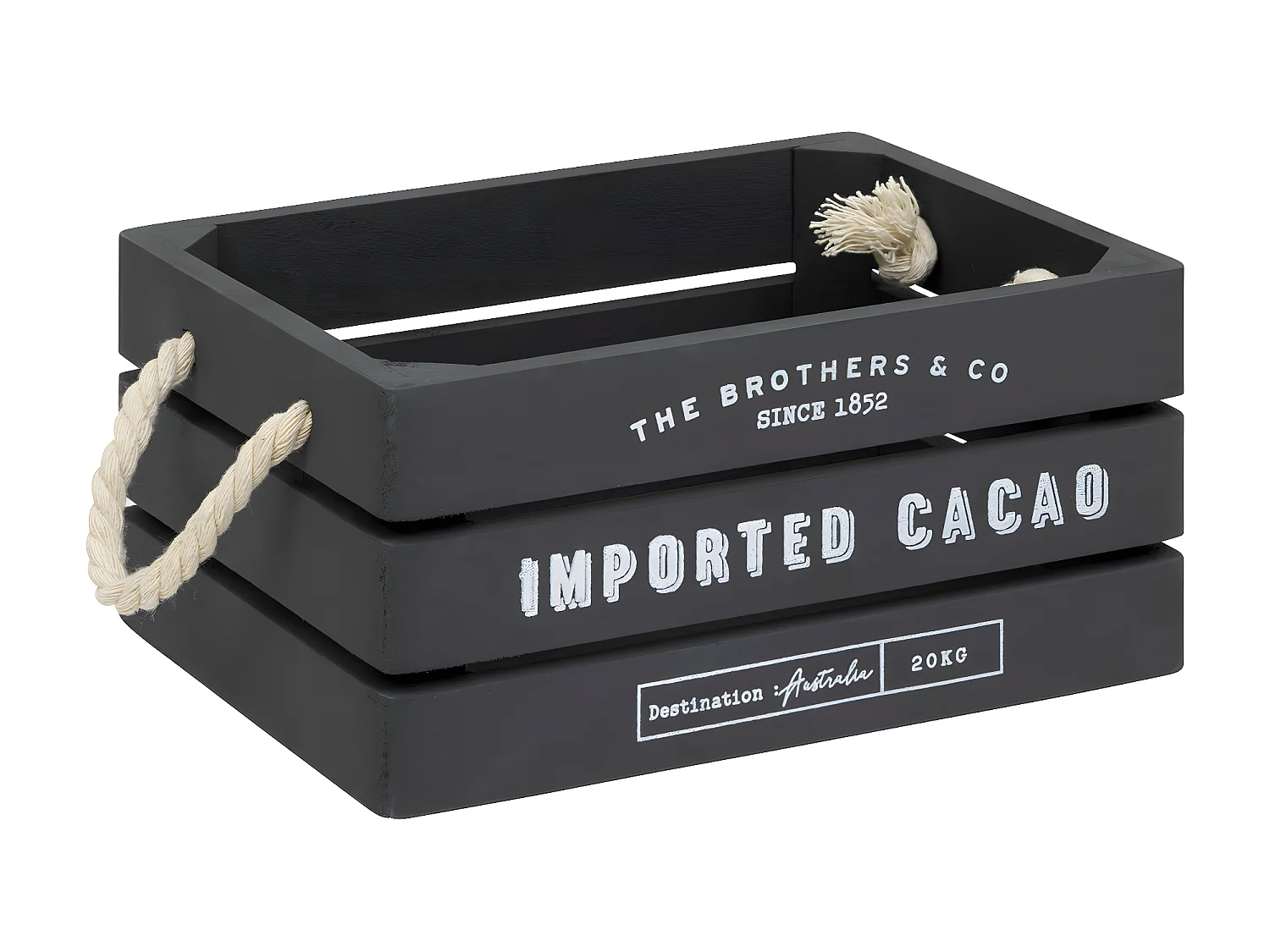 Lot de 3 Caisses de rangement Cagettes en Bois Gris et Corde