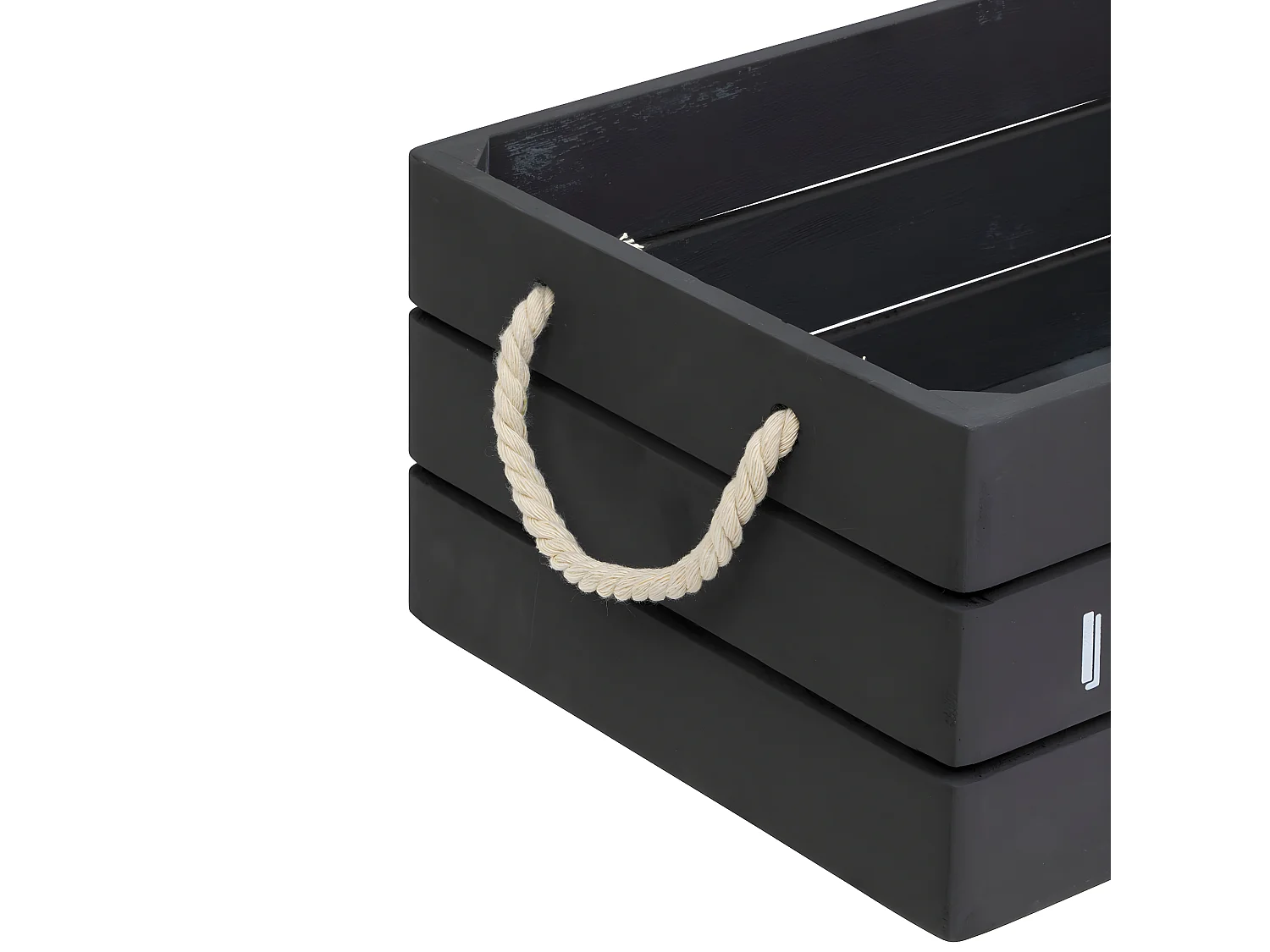 Lot de 3 Caisses de rangement Cagettes en Bois Gris et Corde