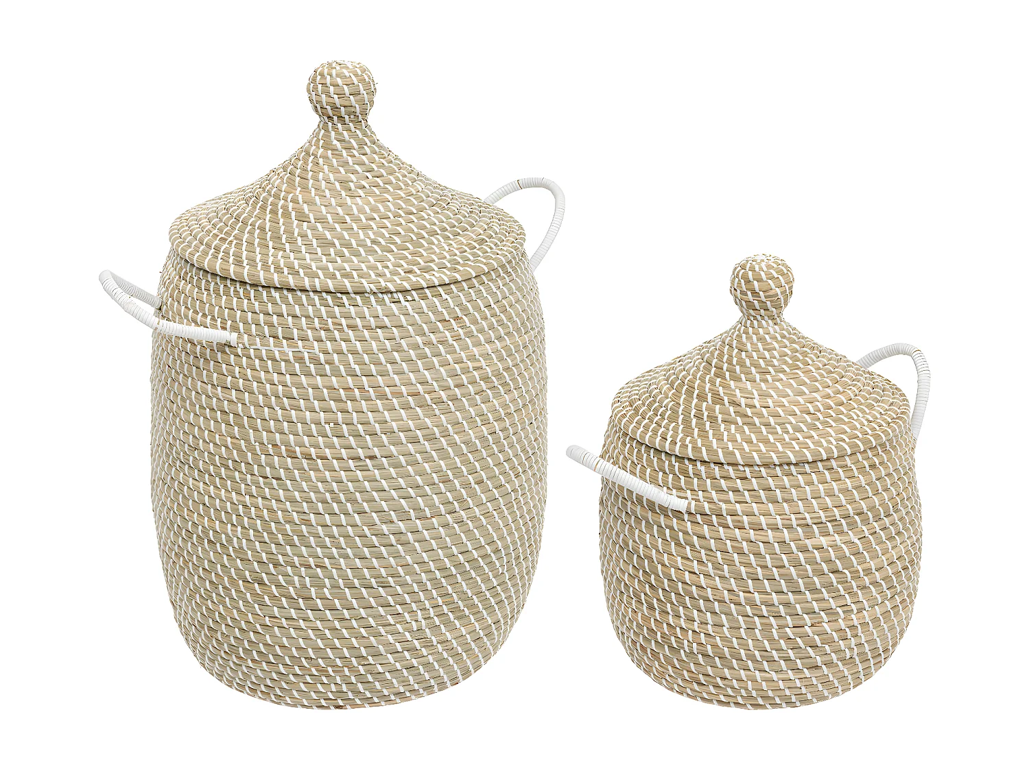 Lot de 2 Paniers de rangement avec couvercle D 39 et D 30 cm