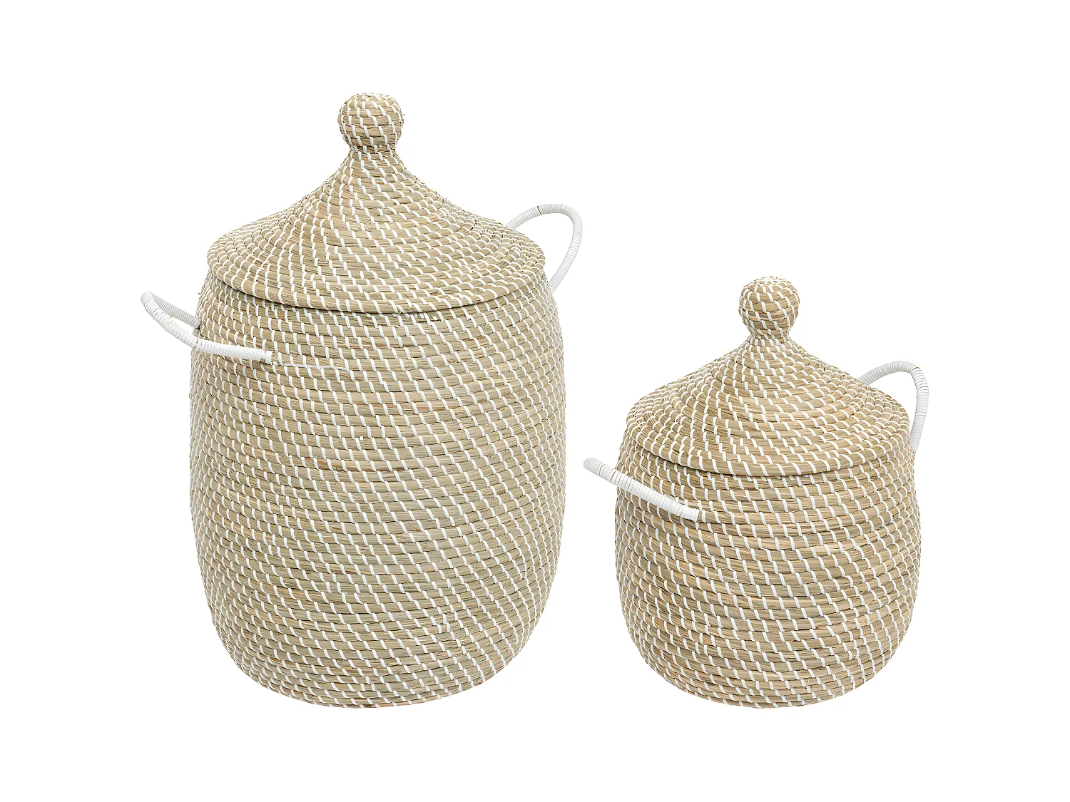 Lot de 2 Paniers de rangement avec couvercle D 39 et D 30 cm