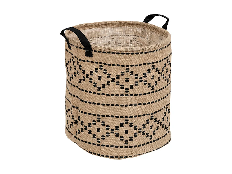 Panier de rangement Beige et Noir en Jute et Coton  D 32 cm