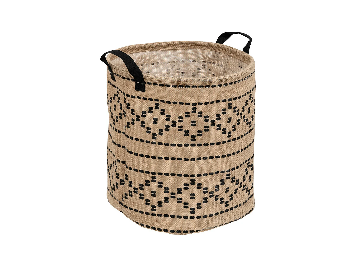 Panier de rangement Beige et Noir en Jute et Coton  D 32 cm
