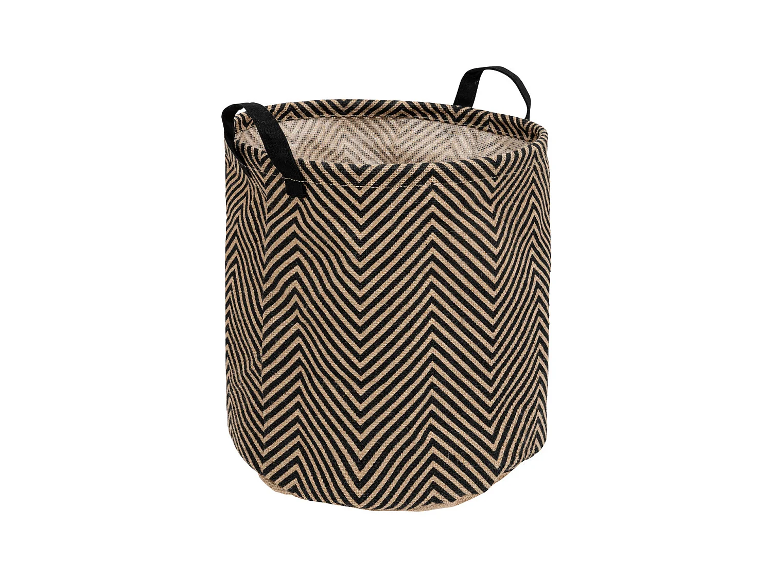 Panier de rangement Noir et Beige en Jute et Coton  D 32 cm