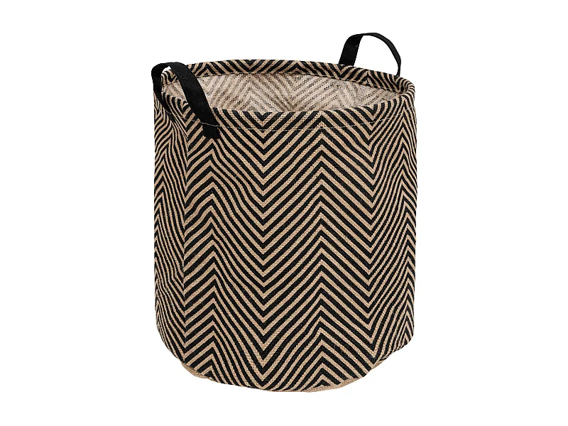 Panier de rangement Noir et Beige en Jute et Coton  D 32 cm