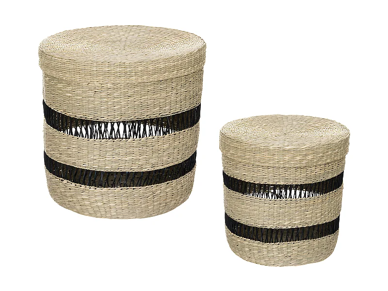 Lot de 2 Paniers de rangement avec couvercle D 38 et D 33 cm