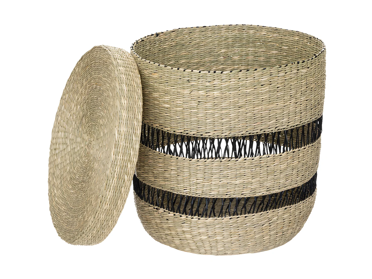 Lot de 2 Paniers de rangement avec couvercle D 38 et D 33 cm