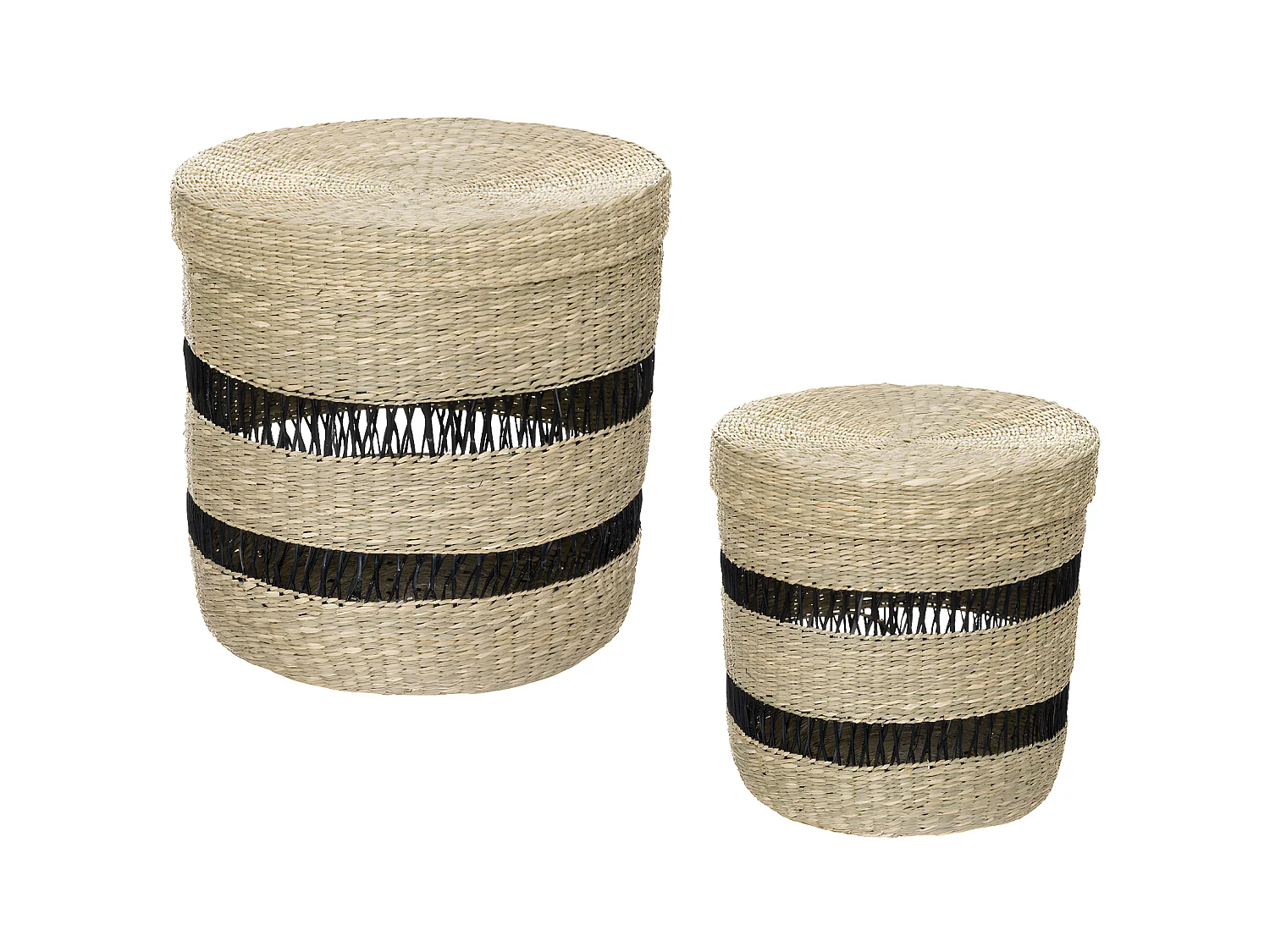 Lot de 2 Paniers de rangement avec couvercle D 38 et D 33 cm
