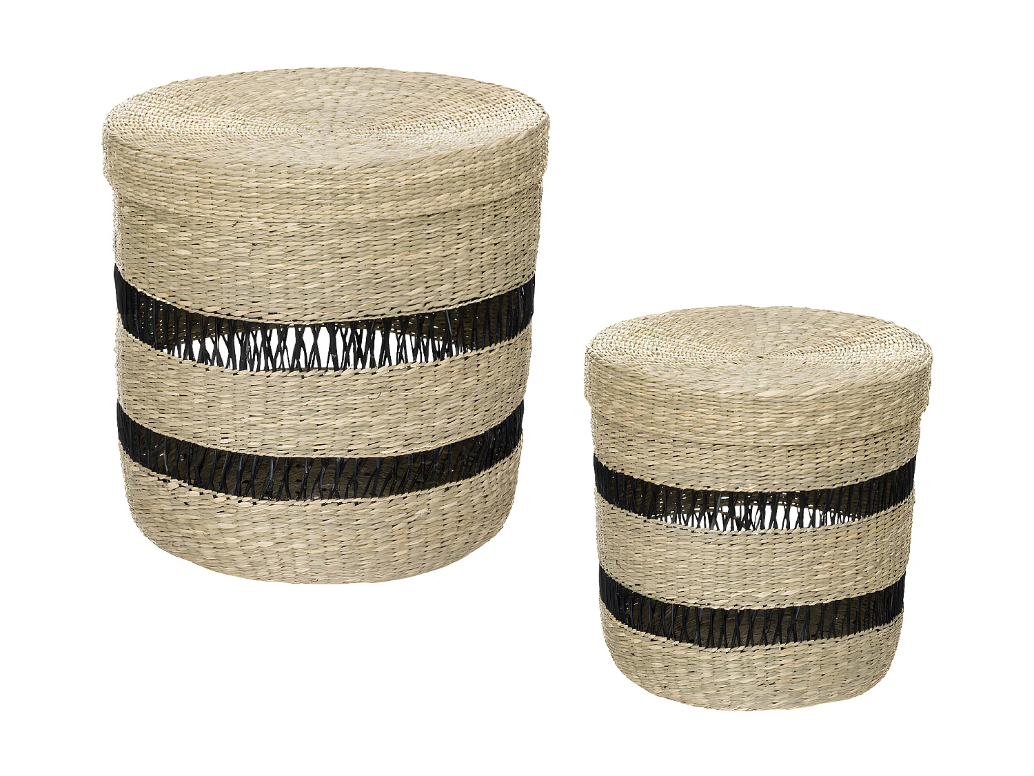 Lot de 2 Paniers de rangement avec couvercle D 38 et D 33 cm