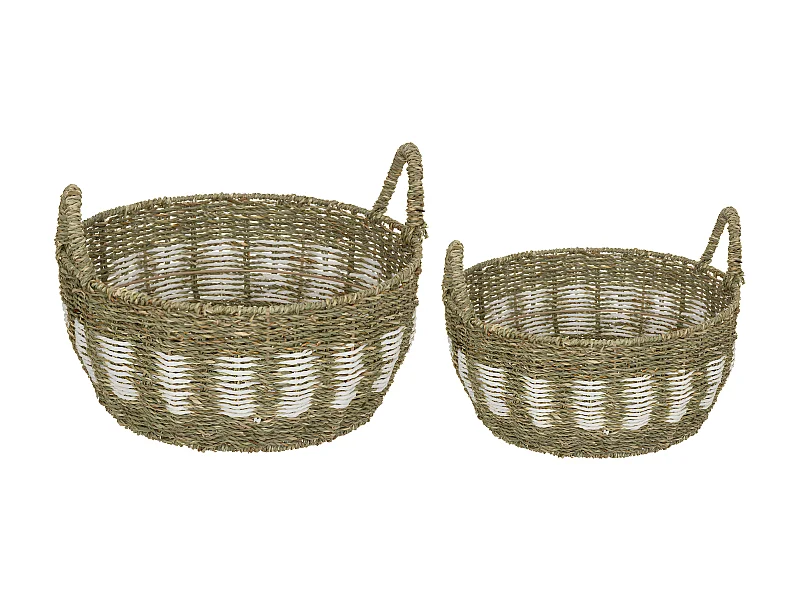 Lot de 2 Grands Paniers de rangement Bicolore D 50 et D 40 cm