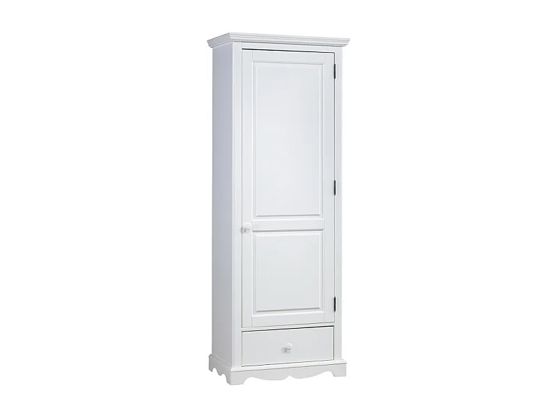 Bonnetière Blanche Style Anglais 1 Porte 1 Tiroir 4 Niches L 70 H 186 P 42 cm