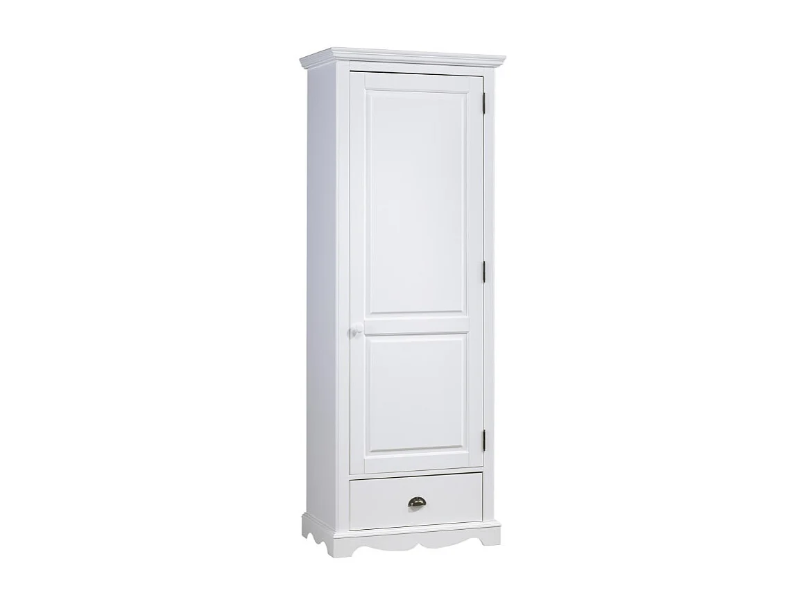 Bonnetière Blanche Style Anglais 1 Porte 1 Tiroir 4 Niches L 70 H 186 P 42 cm