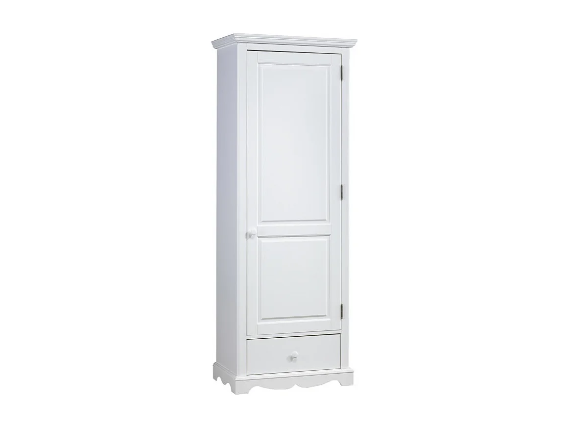 Bonnetière Blanche Style Anglais 1 Porte 1 Tiroir 4 Niches L 70 H 186 P 42 cm
