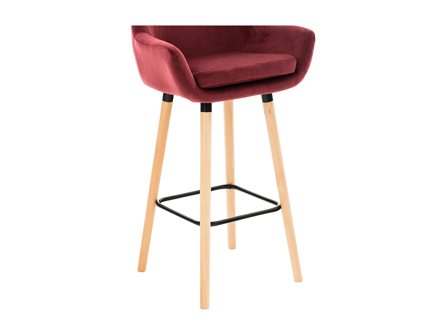 Lot de 2  Tabouret de bar - Velours - Rouge - Grant