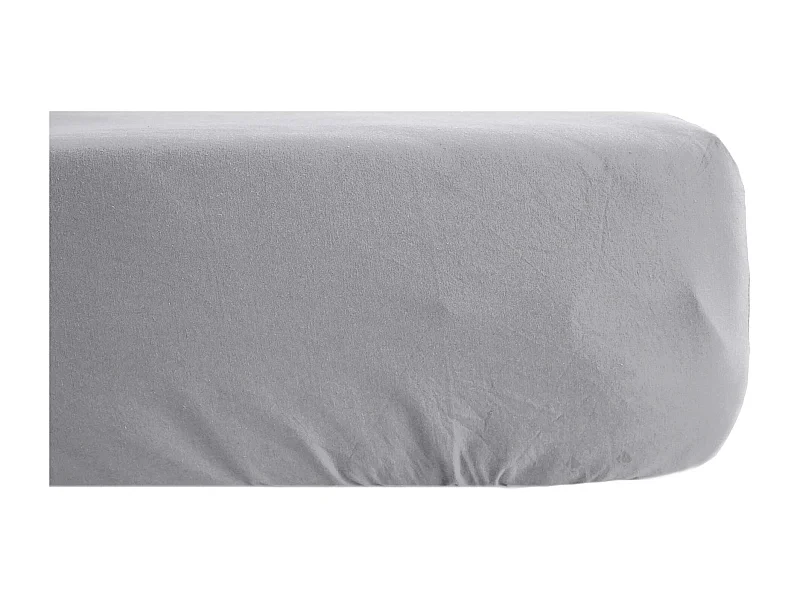Drap housse uni 160x200 cm bonnet 35 cm percale de coton MANOIR gris Acier