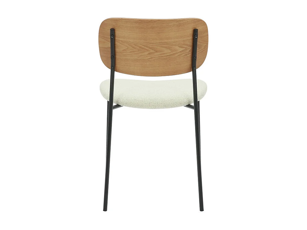 Jens - Lot de 2 chaises en bois, tissu bouclette et métal - Beige