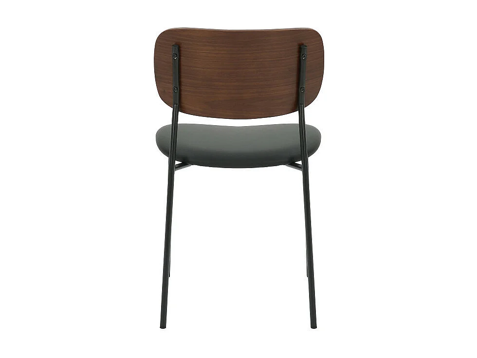 Jens - Lot de 2 chaises en bois foncé, simili et métal - Noir