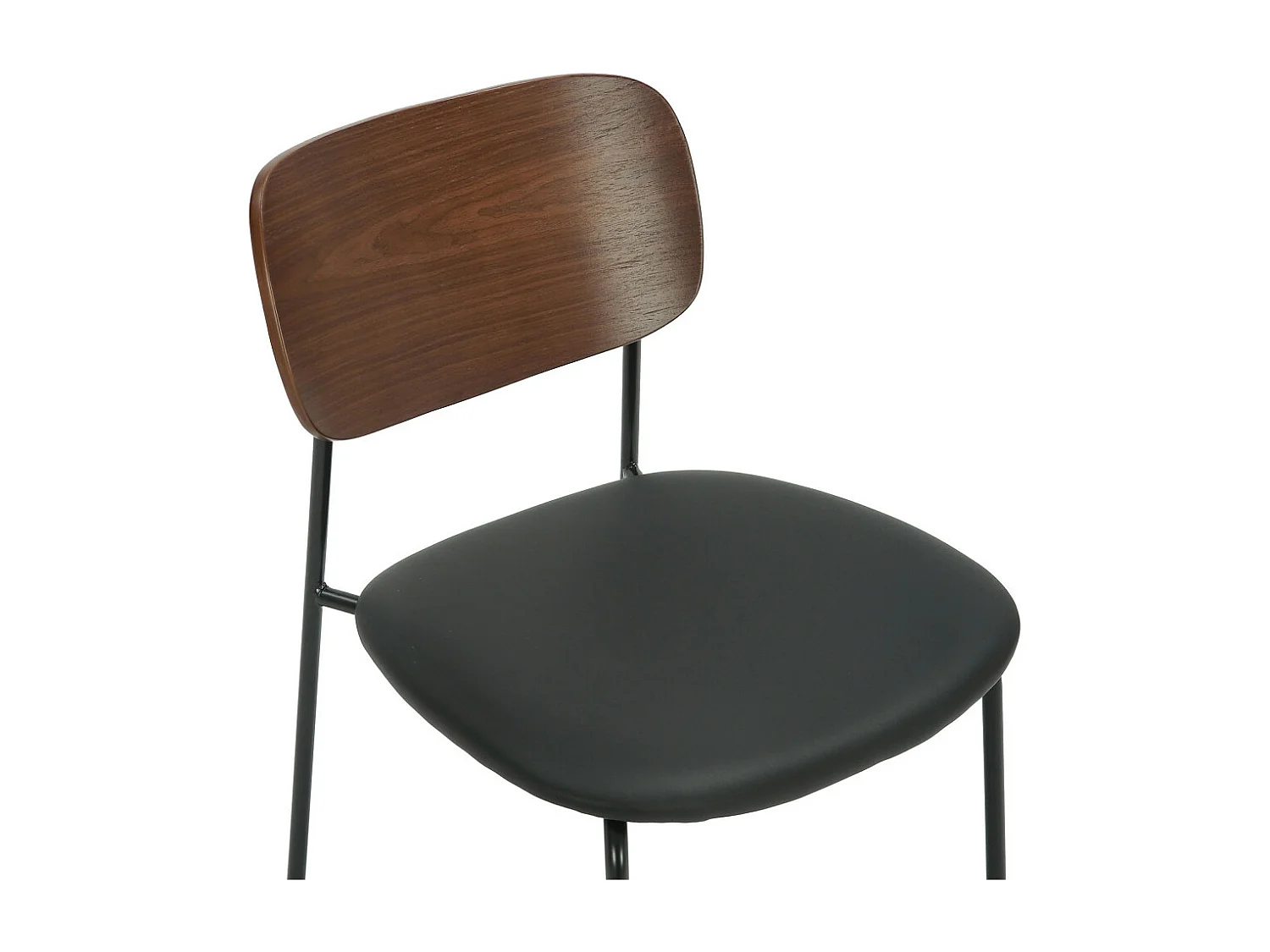 Jens - Lot de 2 chaises en bois foncé, simili et métal - Noir