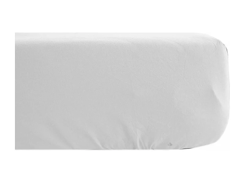 Drap housse uni 160x200 cm bonnet 35 cm percale de coton MANOIR blanc Neige