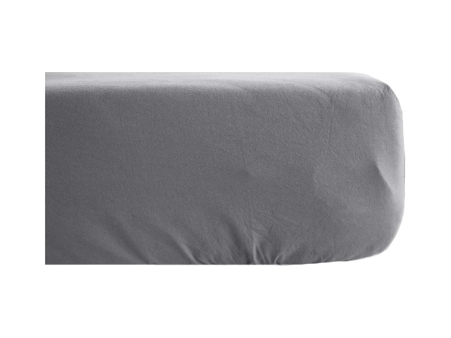 Drap housse uni 160x200 cm percale MANOIR gris Ardoise bonnet 35