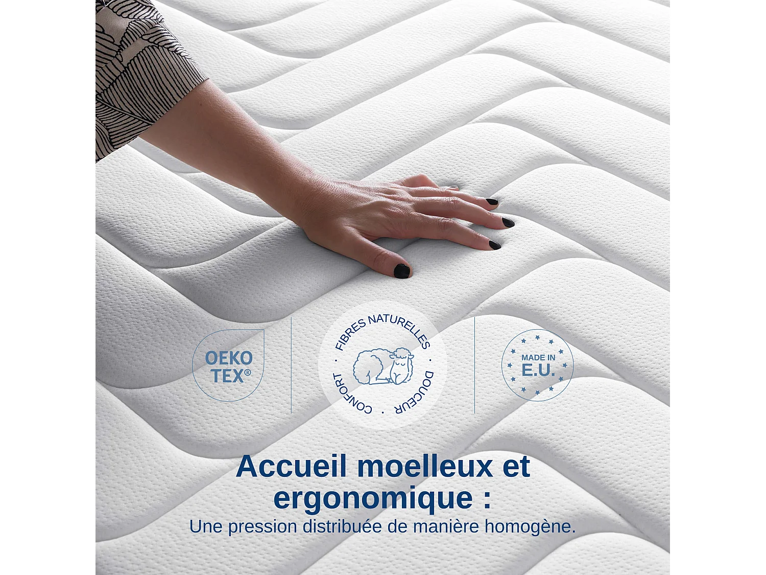 Matelas Wooly Level XL 140x200 cm - Hauteur 30 cm - Mousse Gel rafraîchissant - Mémoire de Forme - Haute Densité - Laine - Latex 70 - Confort Ferme