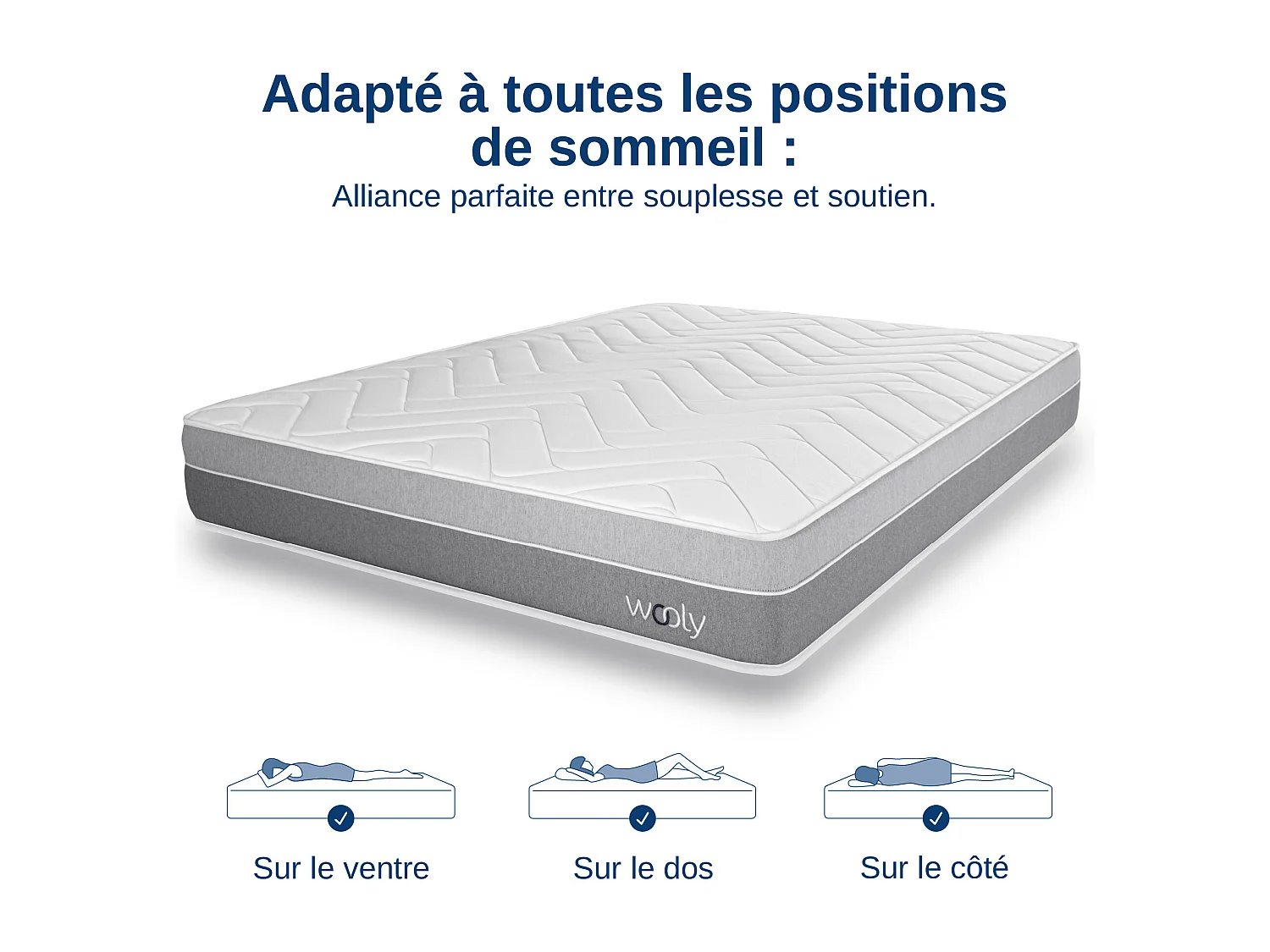 Matelas Wooly Original L 160x200 cm - 24 cm - 12 Couches Confort - Mousse mémoire Carbone - Laine - Latex-HR - 7 Zones - Ferme - Sommeil Réparateur