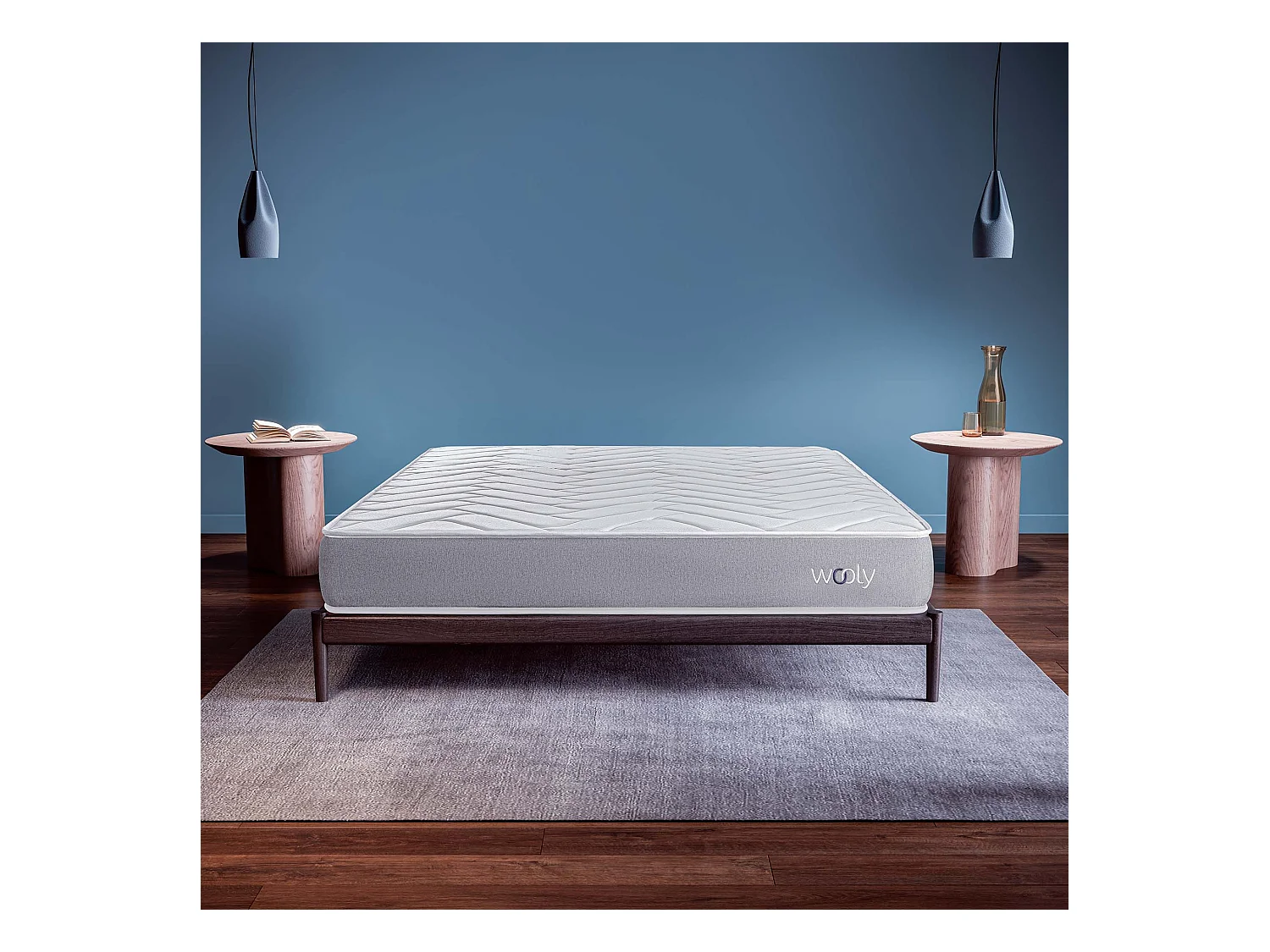 Matelas Wooly One SP 140x200 cm - Hybride - Ressorts Ensachés - Mémoire de Forme - Mousse HR 35 kg - Latex - Confort mi - Ferme - Réversible - 24 cm