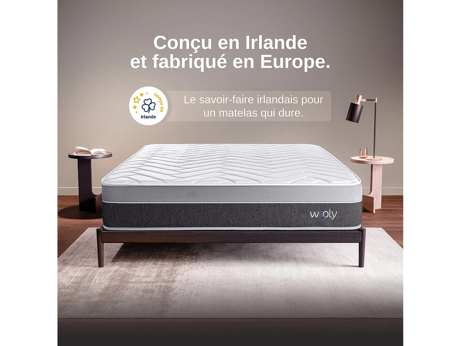 Matelas Wooly Level XL 70x190 cm - Hauteur 30 cm - Mousse Gel rafraîchissant - Mémoire de Forme - Haute Densité - Laine - Latex 70 - Confort Ferme