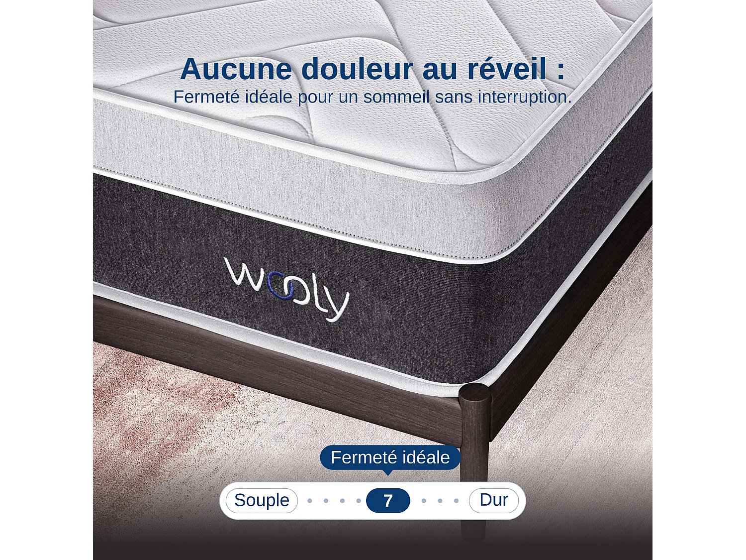 Matelas Wooly Level XL 150x200 cm - Hauteur 30 cm - Mousse Gel rafraîchissant - Mémoire de Forme - Haute Densité - Laine - Latex 70 - Confort Ferme