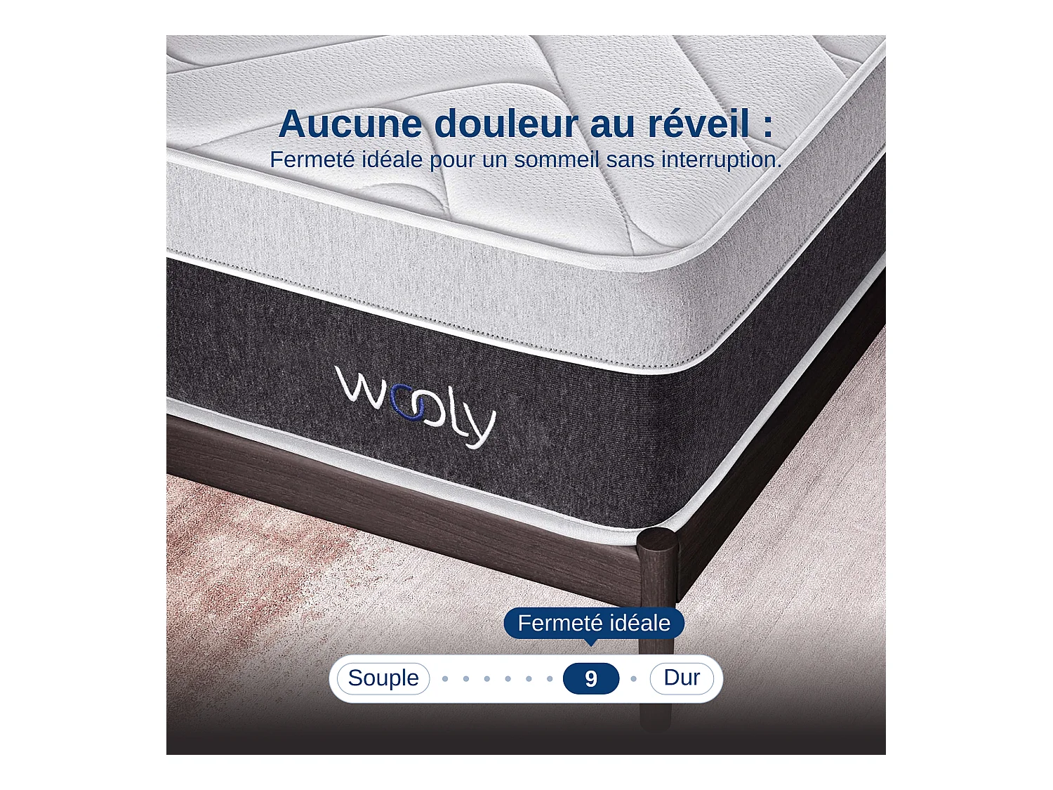 Matelas Wooly Level XXL 140x190 cm - Tres Epais 32 cm - Mousse Gel rafraîchissant mémoire de Forme - HR 35 kg - Laine - Latex - Oeko TEX - Ferme