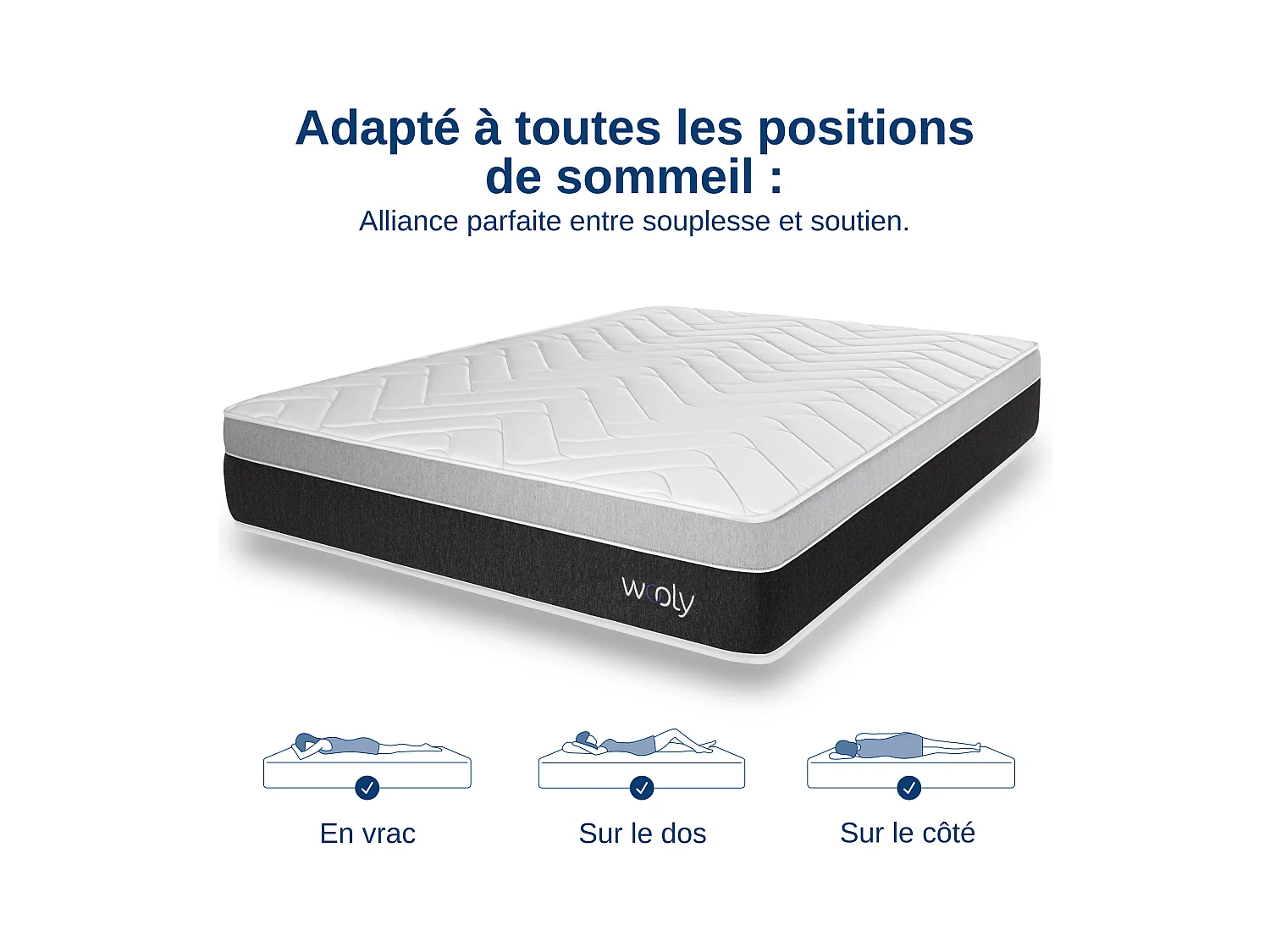 Matelas Wooly Level XXL 140x190 cm - Tres Epais 32 cm - Mousse Gel rafraîchissant mémoire de Forme - HR 35 kg - Laine - Latex - Oeko TEX - Ferme