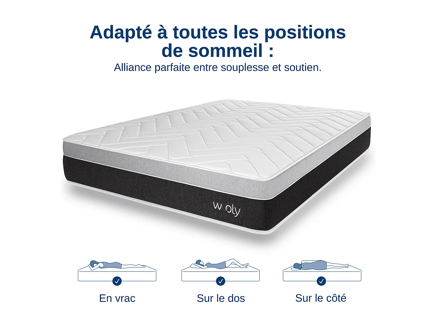 Matelas Wooly Level XL 80x190 cm - Hauteur 30 cm - Mousse Gel rafraîchissant - Mémoire de Forme - Haute Densité - Laine - Latex 70 - Confort Ferme