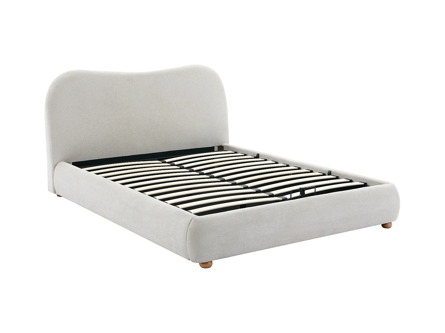 Lit coffre 140 x 190 cm - Tissu - Beige - VANARI