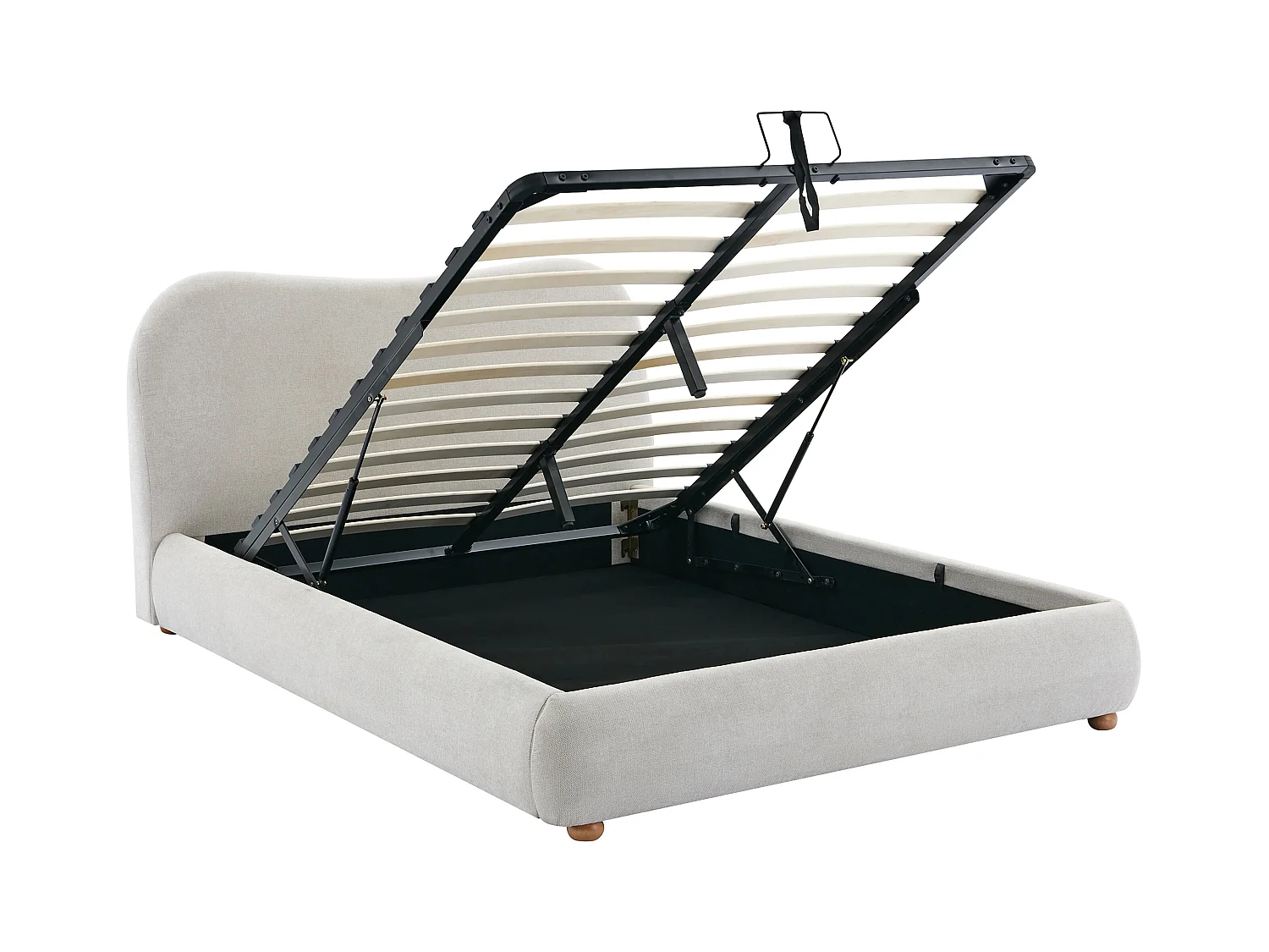 Lit coffre 140 x 190 cm - Tissu - Beige - VANARI