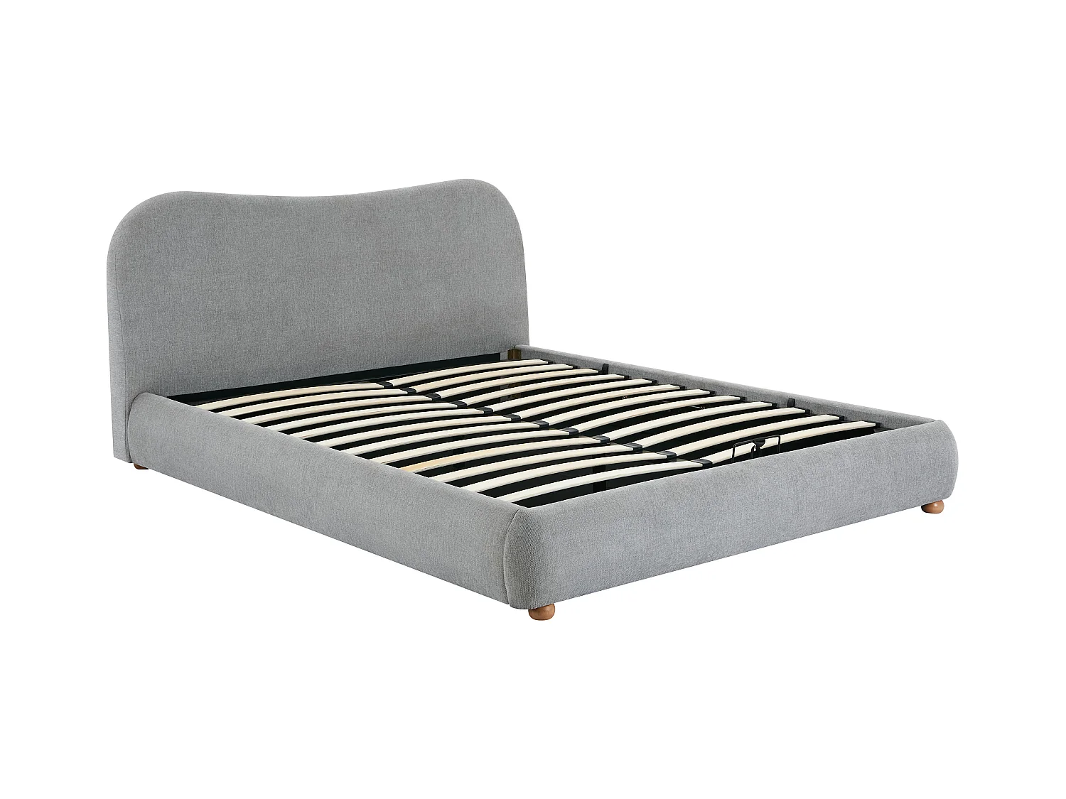 Lit coffre 140 x 190 cm - Tissu - Gris clair - VANARI