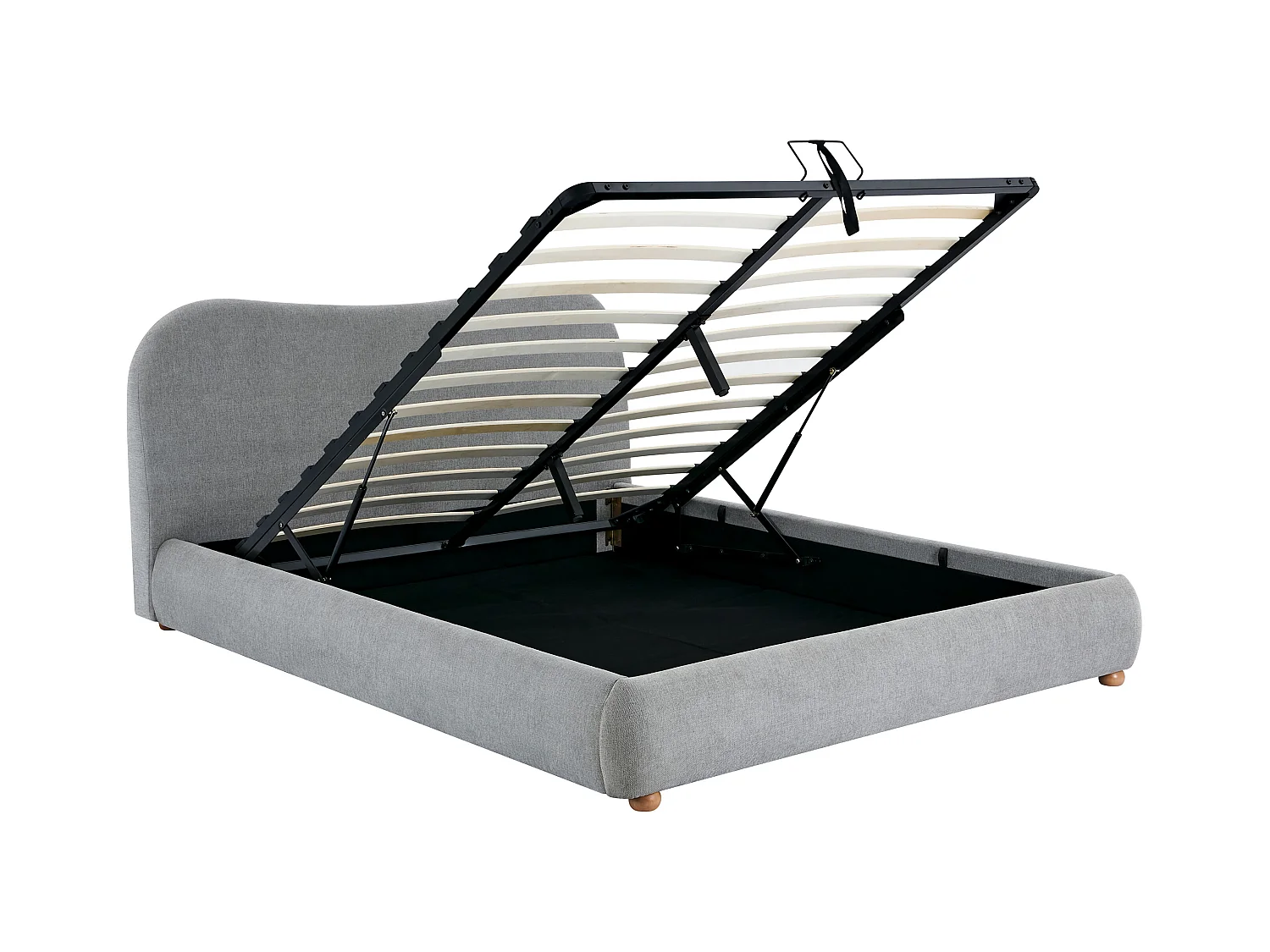 Lit coffre 140 x 190 cm - Tissu - Gris clair - VANARI