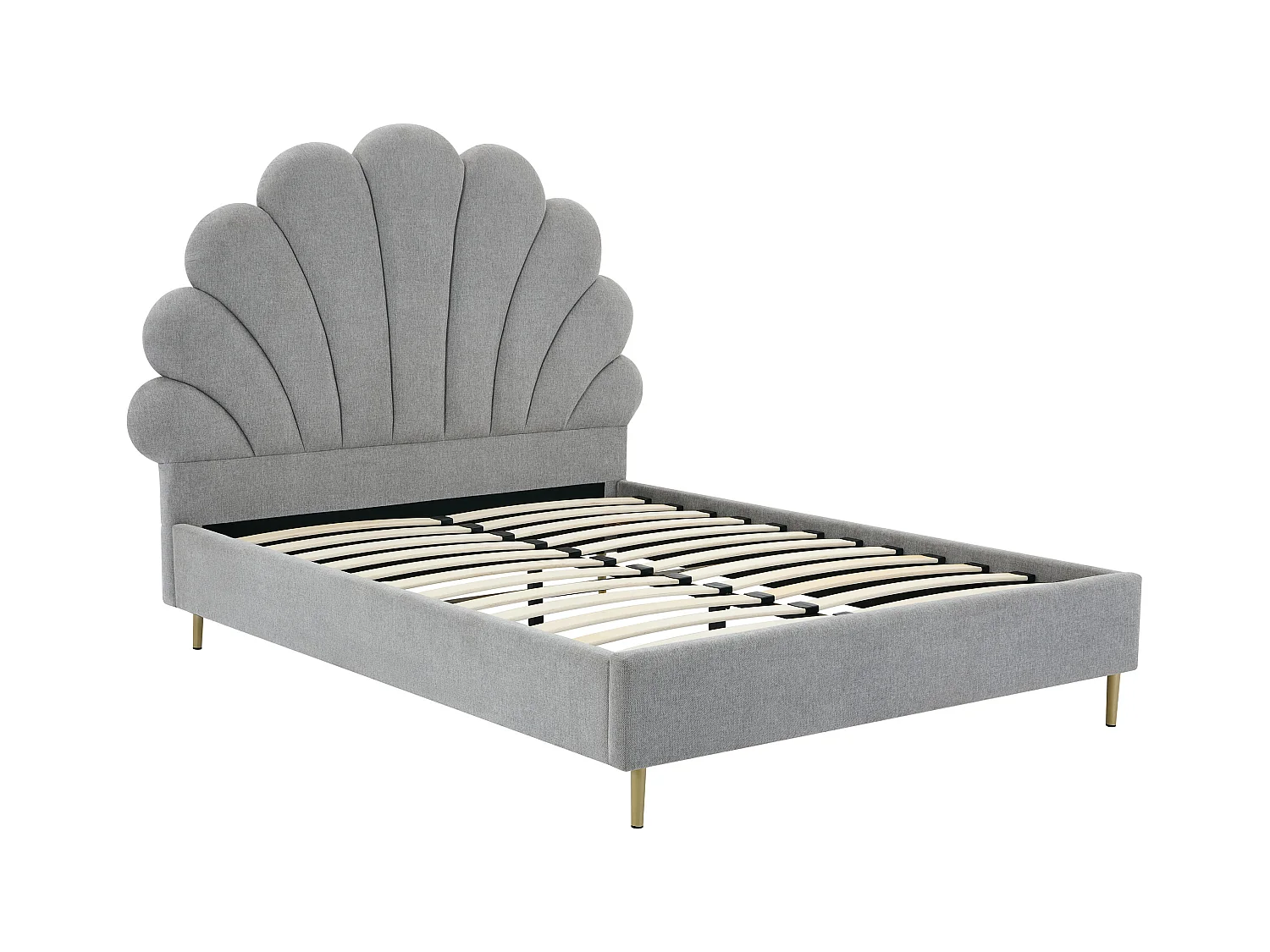 Lit coquillage 140 x 190 cm - Tissu - Gris clair - LIVAYA