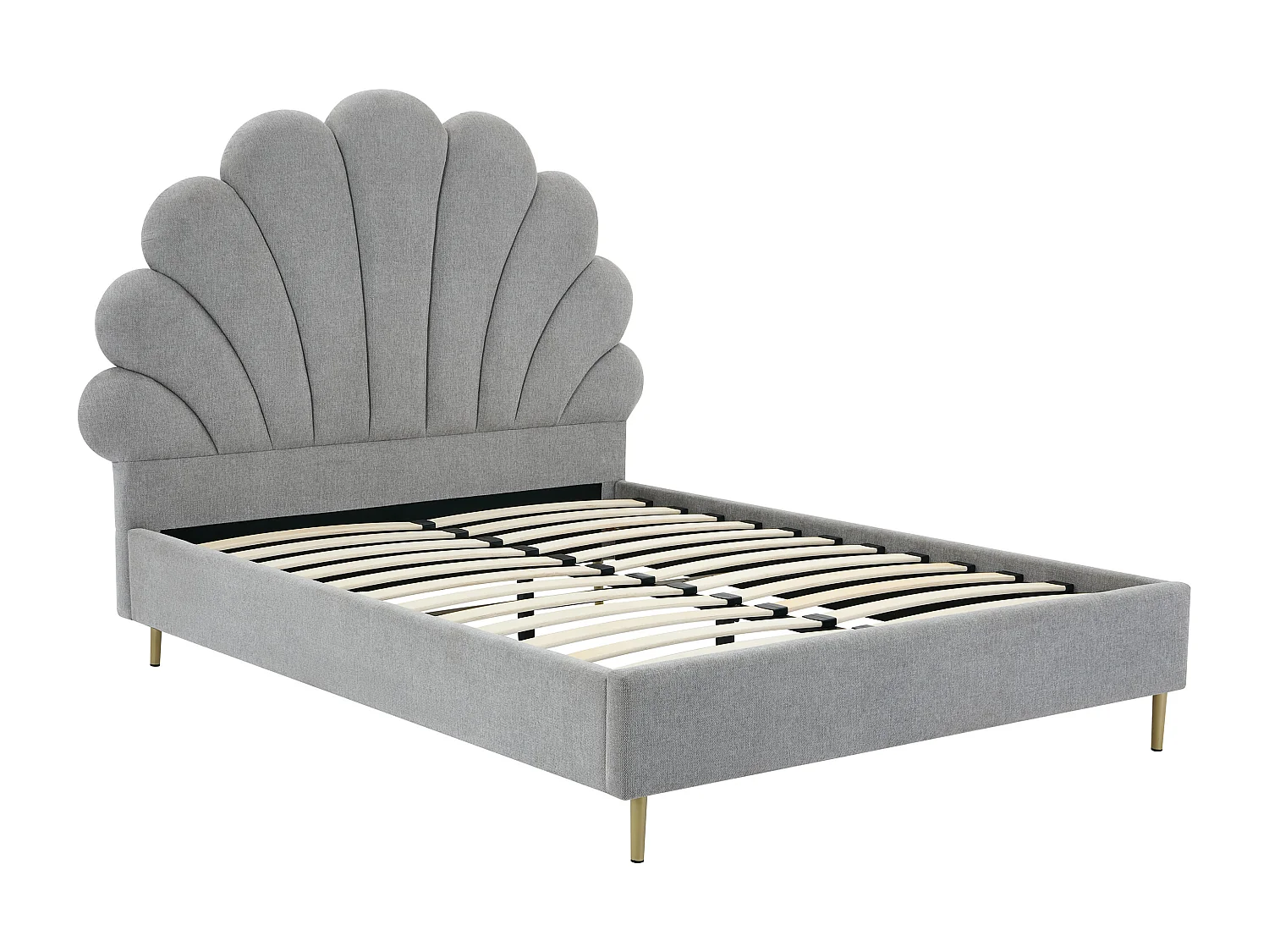 Bed met schelpvorm 140 x 190 cm - Stof - Lichtgrijs - LIVAYA